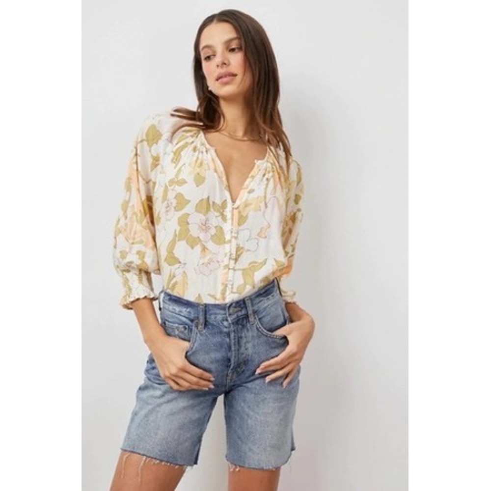Rails Mariah Citrus Floral Linen Blend Button Down Blouse Medium 200-684-2665 - Picture 9 of 9